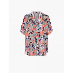 French Connection Floral Mesh Sequin V-Neck Abstract Shimmer Party Blouse Sz M/L